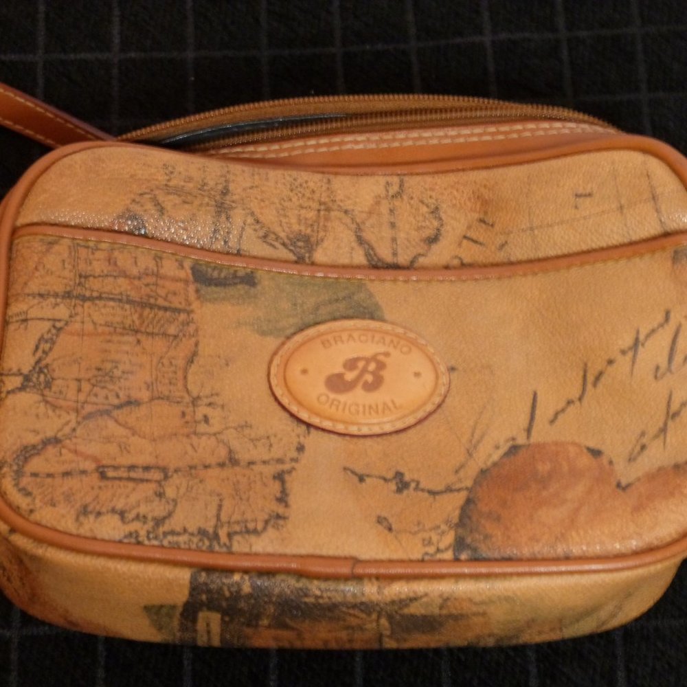 Vintage Braciano Original Leather Trimmed Over the Shoulder Bag